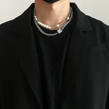 トレンド感あふれるティタニウム製キューバチェーンネックレス【メンズ・ヒップホップスタイル】