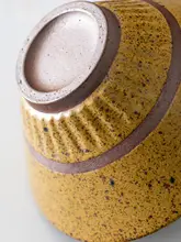 手作り陶器製 レトロデザインの小さめご飯茶碗【和風・家用・陶器・スープボウル・ヌードルボウル】