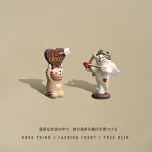 デスクトップ用クリエイティブキャラクター ミニレジン飾り【可愛いクマと猫・車載ギフトにも最適】
