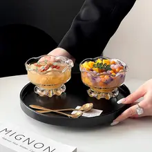 美しいデザインのアイスクリームボウル【ガラス製・フルーツヨーグルトにも最適】