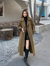 高級感のある両面キャッシュミア中長丈コート【女性用・スリムフィット・ニットデザイン】