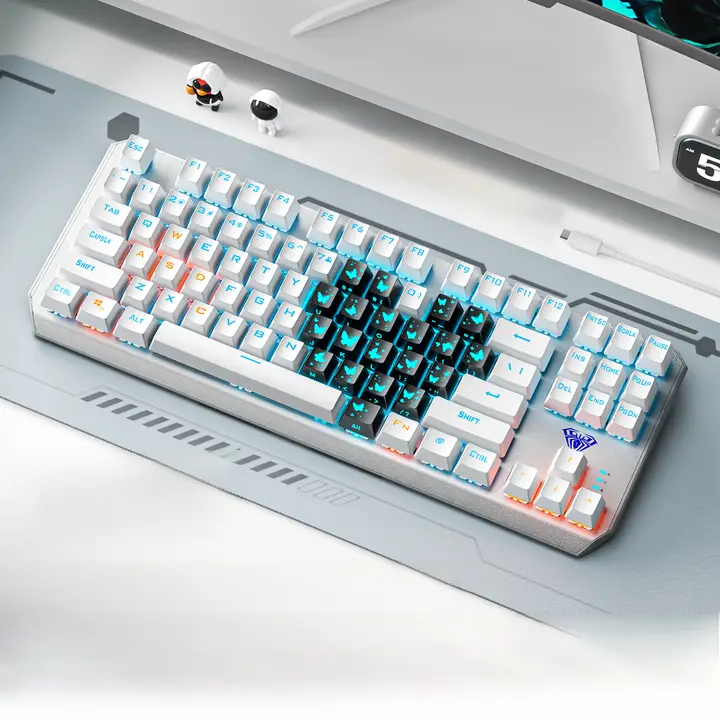 F3087 機械式キーボード 有線 青軸 ゲーミング テンキーレス オフィス PC