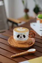 カートゥーンデザインの犬型陶器食器セット【可愛い・子供用・ワッフルプレート】