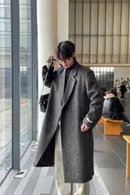 ハイセンスなダブルブレストウールコート【ツイード風・センタースリット・ミディ丈】