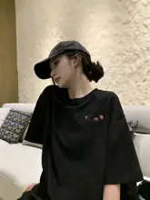 ブラックショートスリーブTシャツ【カジュアル・オーバーサイズ・アニメ風・夏用】