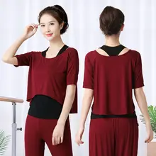 モダール素材の中袖ヨガトップス【ファッションデザイン・スポーツ・ダンス用】（セットアップ対応）