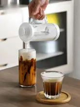 家庭用コーヒープレスポット【ガラス製・手動・ミルク泡立て器付き】