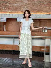 ブラックレース花柄スカート女性の夏のファッションカジュアル