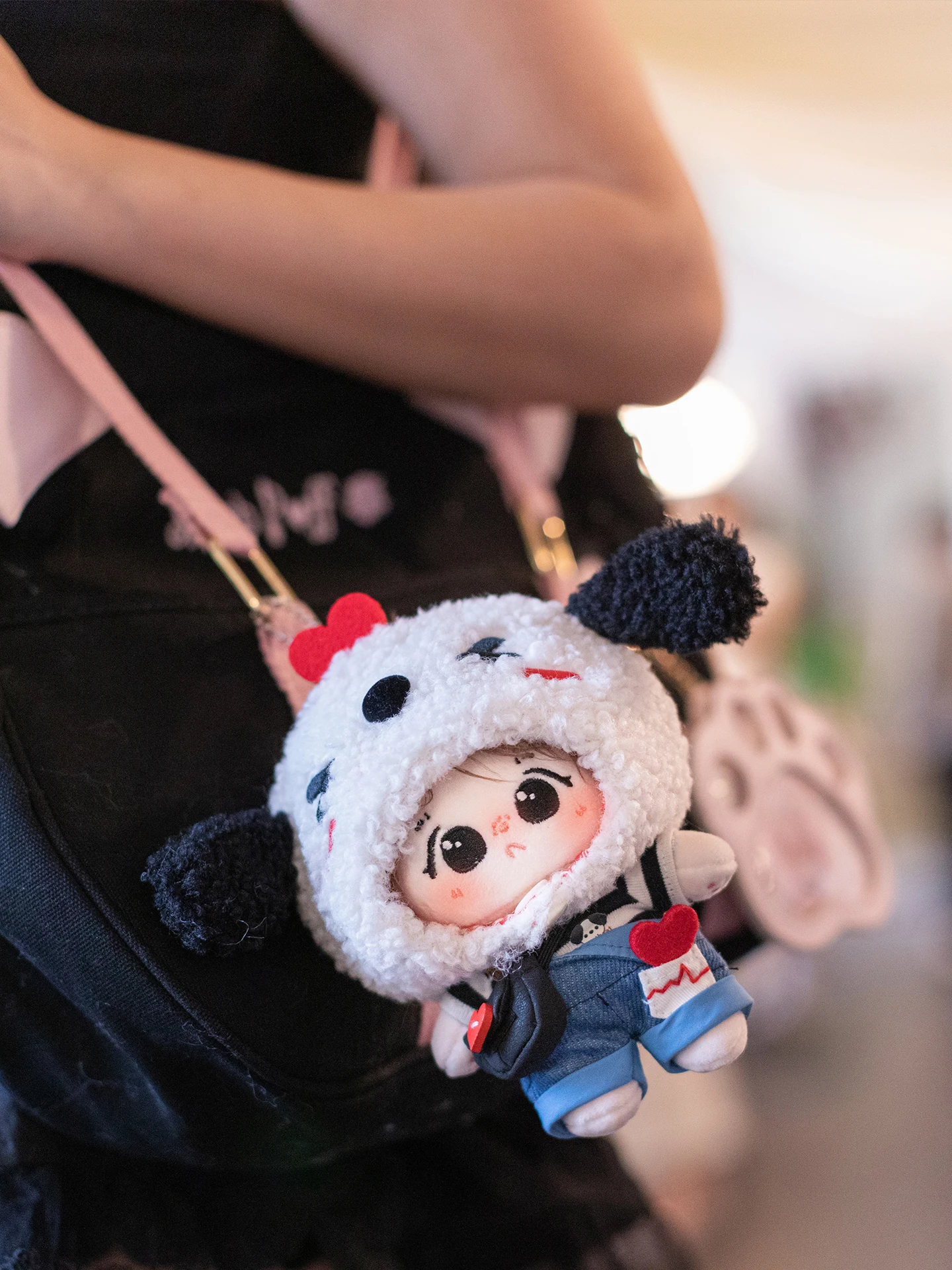 棉花のぬいぐるみドール用衣装：オリジナル毛糸製ポーチ用の収納・着用方法