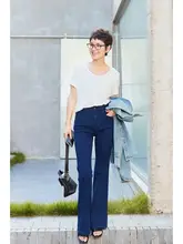 MsDidion 秋用ストレッチデニムパンツ【高密度コットン・スリムフィット・マイクロフレア】