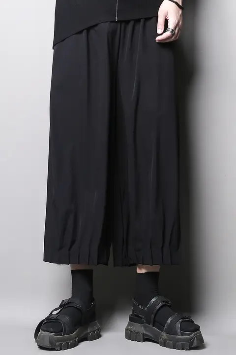 皺デザイン ストレートパンツ 男女 七分丈パンツ ゆったりワイドパンツ カジュアルパンツ