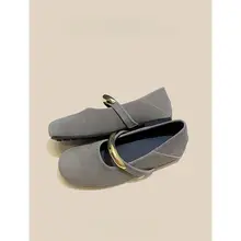 秋季ファッションのラウンドトゥフラットシューズ【レディース・マリージェン風】