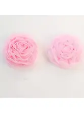純綿製の花飾り付きチュールレース【手作りドール衣装用・ピンク・四センチ】