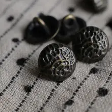 旧青銅色 金属ボタン【浅球面テクスチャ・直径10mm】