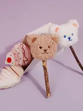 猫用 かわいいキャラクターの毛付きアイスクリーム型歯磨きおもちゃ【木天蓼付き・解消】