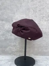 赤いベルベットのベレー帽【リボン付き・秋用・顔型選ばず】