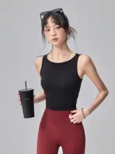 胸パッド付きスポーツタンクトップ【防震・ヨガ・ランニング・フィットネス用・ノースリーブ】