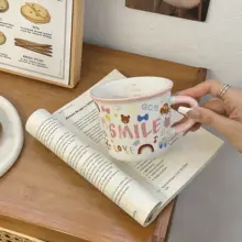 陶器 マグカップ 可愛い 女性 家庭用 ミルクカップ 朝食カップ オートミールコーヒーカップ