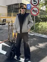 ダブルジッパーフード付きスウェットパーカー【春秋用・アメリカンストリートスタイル・高級感】