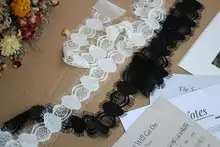 レース花柄付き服飾用襟袖装飾用素材【DIY用・片側デザイン】
