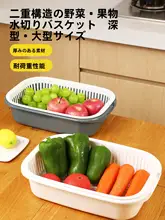 長方形洗面器【二層構造・水切りバスケット・キッチン用・プラスチック製】