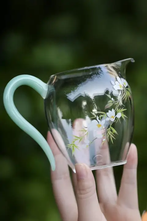 高透過ガラス製公道杯【加熱耐性・分茶器・手持ちハンドル付き・功夫茶具】