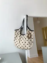 トートバッグ ショルダーバッグ レディース キャンバス 水玉柄 大容量 軽量 韓流 ヴィンテージ ナチュラル 通勤