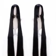 黒色前髪分けスタイルのコスプレウィッグ【ロングストレート・万能・古代風】
