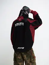 スポーツ風バイカラー切替レーシング速乾長袖Tシャツ【ユニセックス・通気性・ゆったりシルエット】