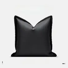 ブラックテクスチャーのモダンデザインクッションカバー【プレミアムテイスト・ホテル用・軽量・三周押し縫い】