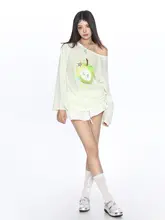 BIGGOLD サマーグリーンアップルプリント Tシャツ