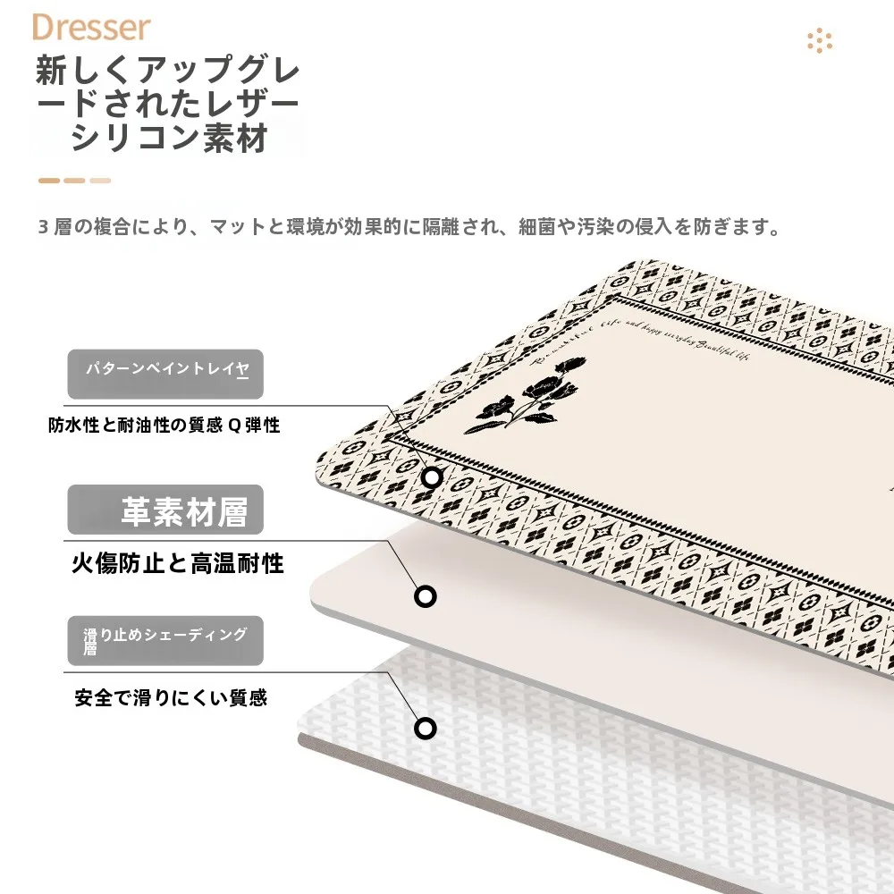 テレビボード用保護マット：高級感と耐久性を兼ね備えた植物柄デザイン