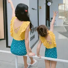 母子兼用ワンピース水着【フリルデザイン・かわいい・子供用】（セットアップ対応）