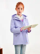 女の子用風防コート【防水・防風・保温・ウエストシェイプ・フリース裏地】