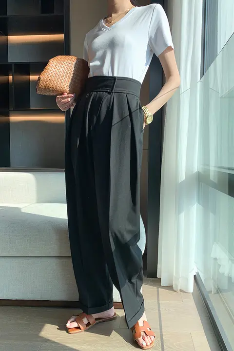 マランダ 裾テープ付き カジュアルパンツ【春夏用・フィット感抜群・ウエスト調整可能】