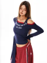 デザイン性のあるアメリカンビンテージ風レタープリント長袖Tシャツ【春秋用・スリムフィット】（セットアップ対応）