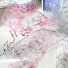 玉蘭花つきシフォンリボン手作りヘアアクセサリー用材料【DIY・ギフト包装に最適】