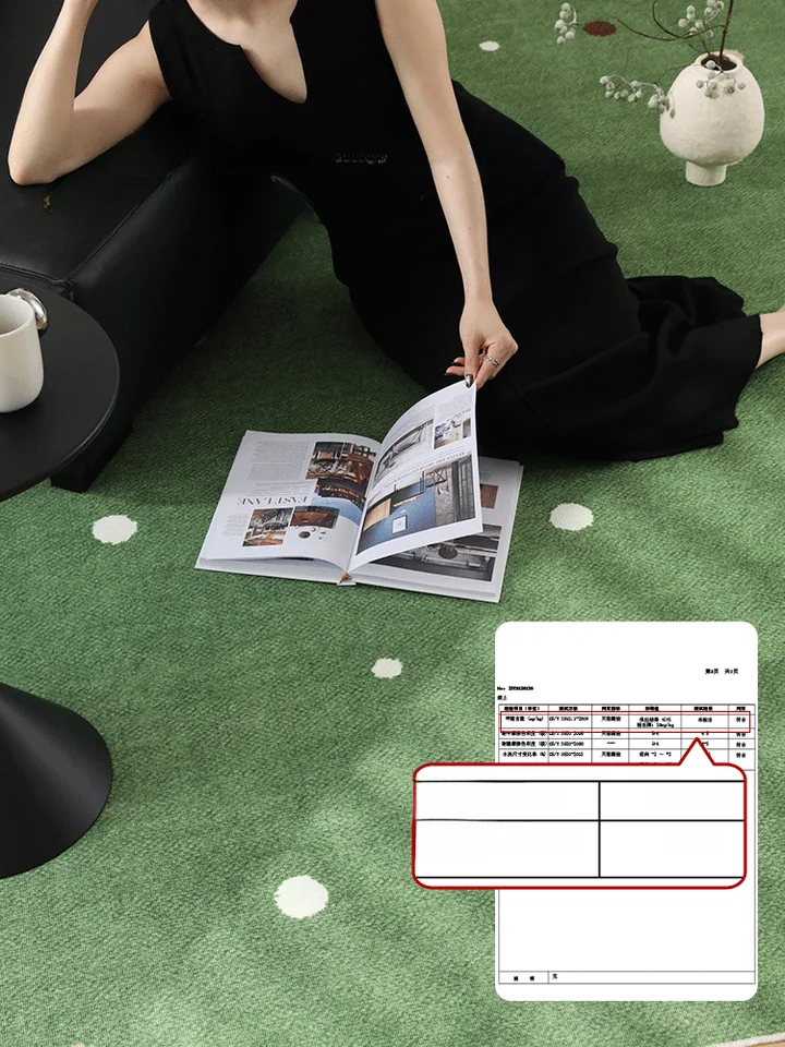 おしゃれなデザインの緑色ラグ【アンティーク風・リビング用・差し色にも最適】