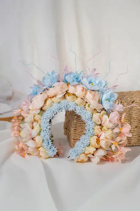 華やかな花飾り 髪飾り用DIY素材【花モチーフ・ヘアバンド用】