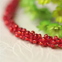 ガラスビーズのフリル管と粗糸の水晶アクリルDIY手作り素材【赤色】