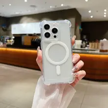 MagSafe対応透明スマホケース【iPhone用・衝撃吸収・薄型デザイン・ボタン電鍍】