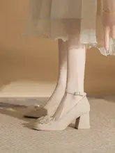 メアリージェーン パンプス レディース 蝶結び チャンキーヒール 甘め 成人式 春 秋