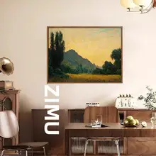 抽象的な手描き油彩アート壁画【モダン・中世風・デザイン性】