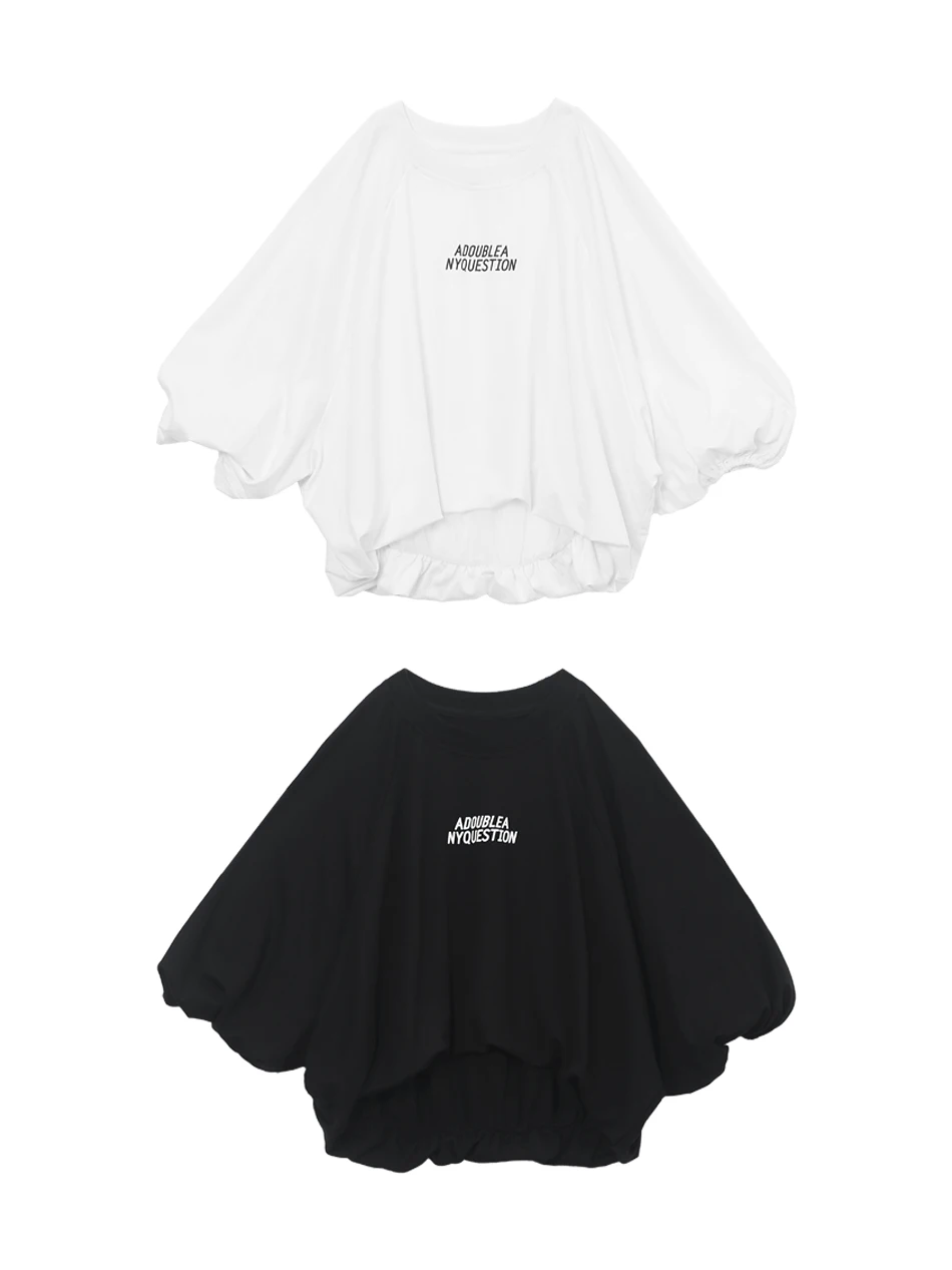 二色展開の字母プリント収縮カフスラウンドネックTシャツ：価格帯とサイズ感の実測データ