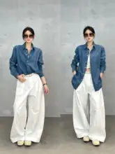 アメリカンヴィンテージスタイルのウォッシュドコットンデニムシャツ【女性用・定番・夏用】