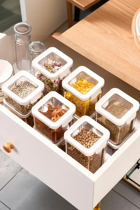 密閉容器 プラスチック製食品保存容器【麺・雑穀用・収納ボックス】