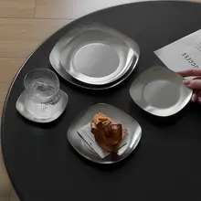高級感あるステンレス製四角プレート【スイーツ・小皿・コースター用】
