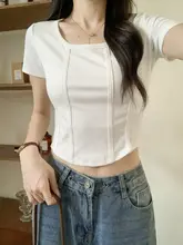 白色 魚骨デザイン 短袖Tシャツ【女性用・フィット感・夏用・ショート丈】