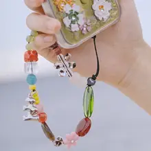 おしゃれな花田デザインの携帯ストラップ【多機能・磁気吸着・チェーンアクセサリー】