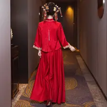 新中式 秀禾服【赤色・結婚式用・小柄女性向け】（セットアップ対応）